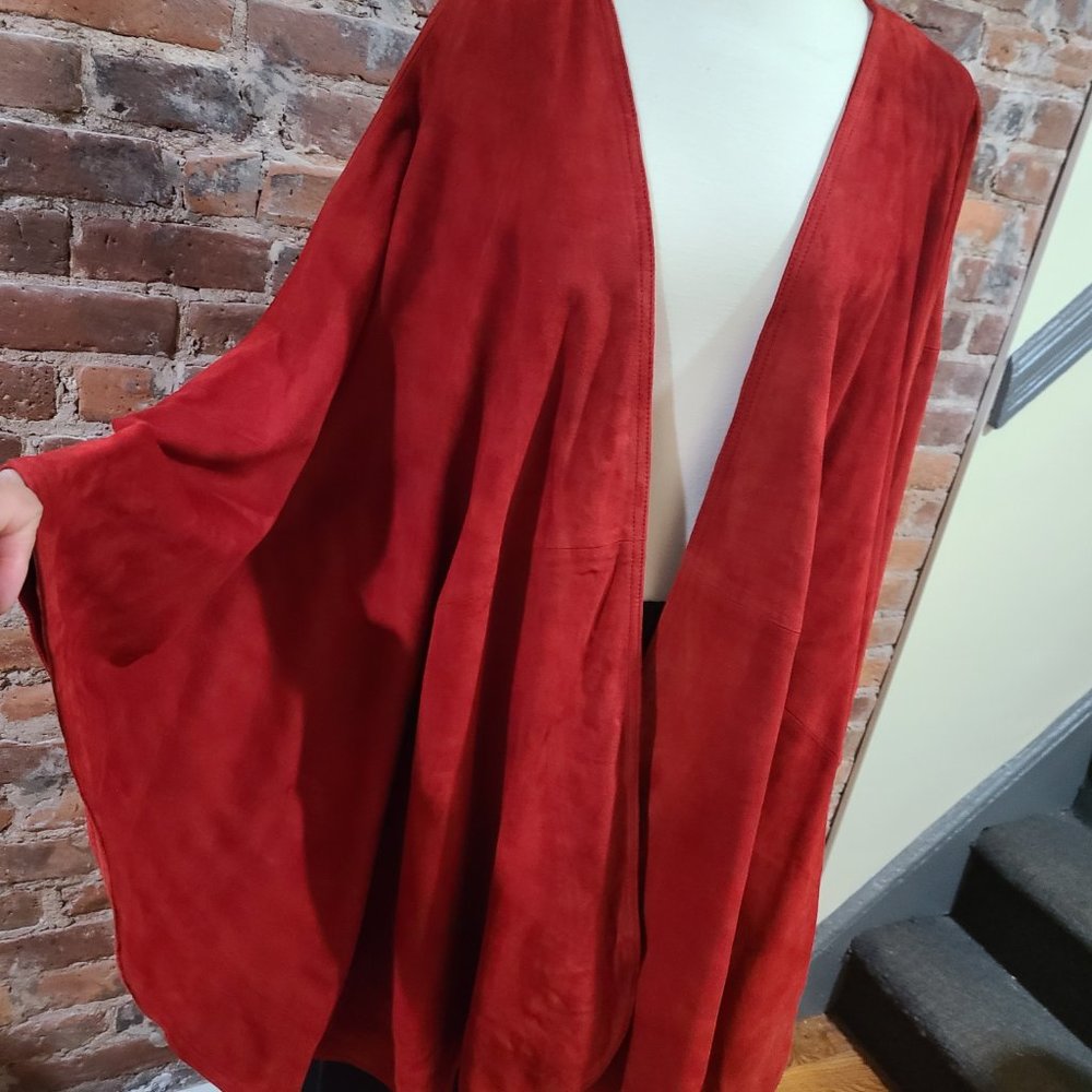 Red Suede Ruana - Picture 2 of 6